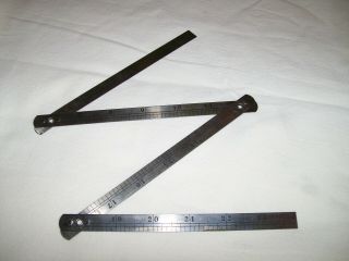 Vintage 2 Foot / 24 Inch Metal Folding Ruler - Made In Germany - 2 Feet