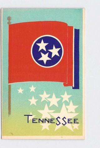 Vintage Postcard Serigraph State Flag Tennessee Hand Made 75 Limited E