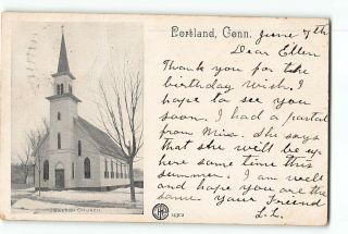 Portland Connecticut Ct Postcard 1901 - 1907 Swedish Church