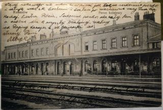 Railroad Depot,  Rzeszów Poland,  Card Post Card 1914? Peron Kolejowy