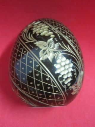 Vintage Russian Green bohemian Crystal Engraved Gilded Fabergé style Egg 4