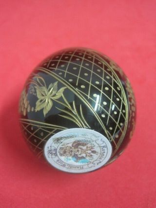Vintage Russian Green bohemian Crystal Engraved Gilded Fabergé style Egg 5