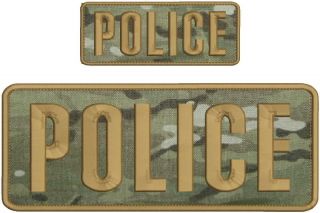 Police Embroidery Patch 4x10 And 2x5 Hook Multicam Brown