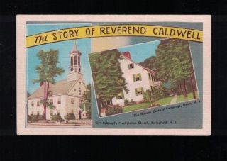 C 1950 The Story Of Reverend Caldwell Union & Springfield Jersey Postcard