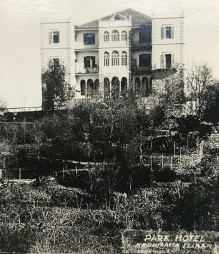 Lebanon Real Photo Postcard Broumana Park Hotel 1920s