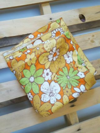 Vintage Orange Floral Flower Power Square Tablecloth 50 " X 50 "