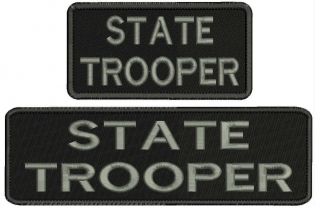 State Trooper Embroidery Patches 3x10 And 3x6 Hook Grey