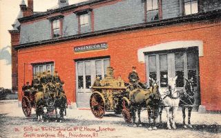 K1203 Providence,  R.  I.  Postcard,  Fire Department,  Engine Co.  12