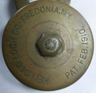 Antique 2 Dial Combination Padlock Lock Kellogg Lock Co.  Fredonia,  York 1910 3