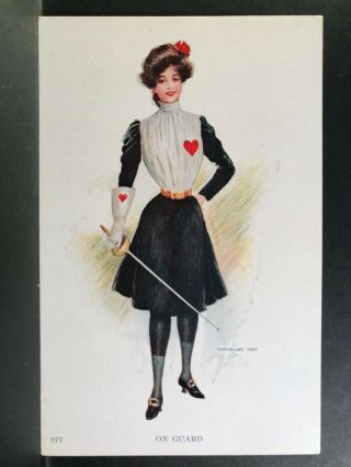 Art Postcard By Archie Gunn: On Guard - Woman Fencing