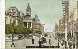 Australia Melbourne Swanston Street Looking South Vintage Postcard 20.  3
