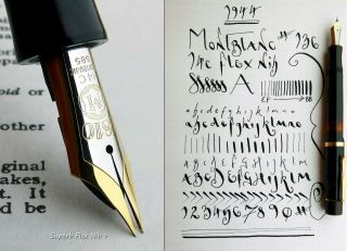 Montblanc 136 Celluloid Fountain Pen 1940 - 45.  14C F Flex Nib.  Very Rare 6