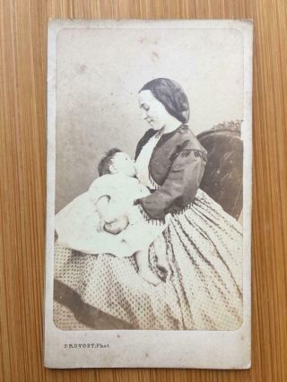 Rare C 1860 Cdv Carte De Vista Breastfeeding Portrait Provost Toulouse Albumen