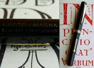 Onoto Magna 1703 Celluloid Lever Fill Fountain Pen 1940 - 50s 14c F Nib.  Rare