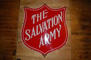 Vintage Salvation Army Porcelain Enameled Sign Retail Thrift Store Advertising 2
