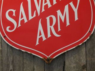 Vintage Salvation Army Porcelain Enameled Sign Retail Thrift Store Advertising 4