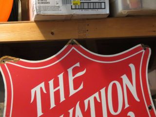 Vintage Salvation Army Porcelain Enameled Sign Retail Thrift Store Advertising 5