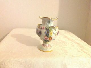 Antique Vintage Meissen Dresden Hand Painted Small Bud Vase Encrusted 4