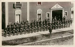 C1908 Rppc National Guard Company D.  N.  G.  W.  At Attention,  Seattle Wa Posted
