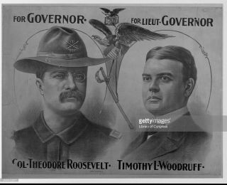 Theodore Roosevelt on Campaign Train - 1898 Rough Riders Poster NY Gubernatorial 2