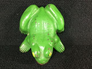 Vintage Solid Cast Iron Frog Toad Doorstop Marked Frederick Iron & Steel 5 Lbs.