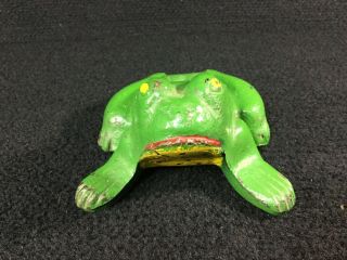 VINTAGE SOLID CAST IRON FROG TOAD DOORSTOP MARKED FREDERICK IRON & STEEL 5 LBS. 4