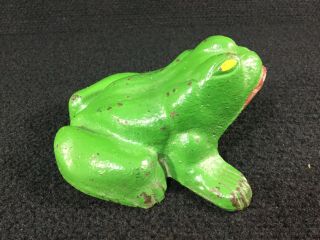 VINTAGE SOLID CAST IRON FROG TOAD DOORSTOP MARKED FREDERICK IRON & STEEL 5 LBS. 5