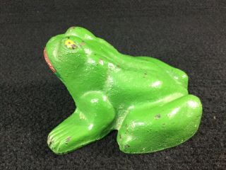 VINTAGE SOLID CAST IRON FROG TOAD DOORSTOP MARKED FREDERICK IRON & STEEL 5 LBS. 7