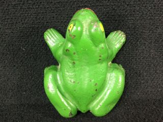 VINTAGE SOLID CAST IRON FROG TOAD DOORSTOP MARKED FREDERICK IRON & STEEL 5 LBS. 8