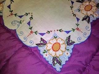 Color Embroidered And Cutwork Madeira Linen Runner 27 " By 12 1/2 "