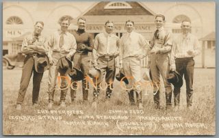 Cowboy Rodeo Stars - Byers,  Judd,  Stroud,  Strickland,  Roach - 1919 Rppc Postcard