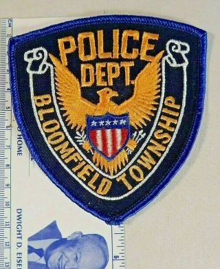 Vintage Old Style Patch From Bloomfield Township Police Department Wisconsin