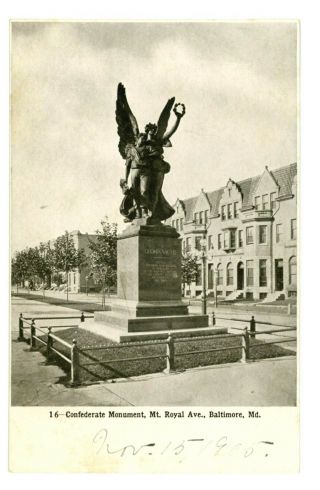 Confederate Monument Baltimore,  Maryland Udb 1905