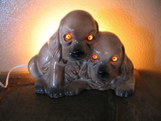 Vtg Mid Century Cocker Spaniel Dogs/puppies Tv Lamp
