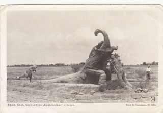 Rrr 1939 Ed.  2500 Copies Brontosaurus Dinosaur In Saki Old Russian Postcard