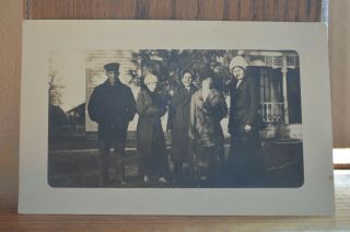 Group Of Young Men & Women In Front Yard C 1915 Real Photo Postcard