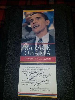 President Barack Obama Autographed Senate Campaign Brochure Pre - Presidential