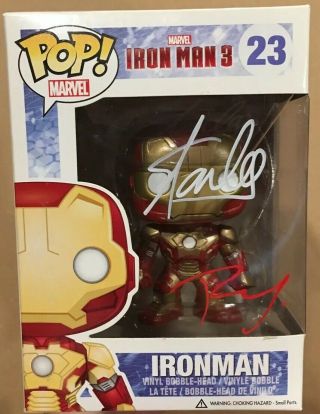 Robert Downey Jr & Stan Lee Signed/autographed Funko Pop Marvel Iron Man 3