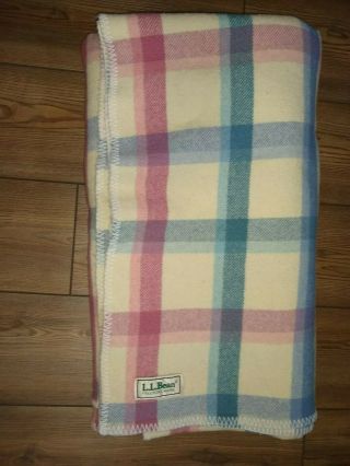 Vintage Ll Bean Plaid Wool King Size Blanket 87” X 96”