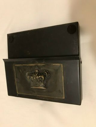 Jan Barboglio Rustic Forged Metal Crown Lidded Trinket Box Hinged 7 3/4 by 3 3/4 11