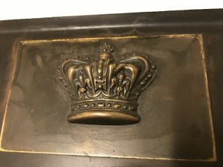 Jan Barboglio Rustic Forged Metal Crown Lidded Trinket Box Hinged 7 3/4 by 3 3/4 6