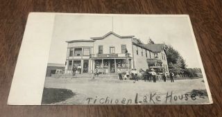 Vintage Postcard - Tichigan Lake House Racine County Wisconsin - Sent 1909