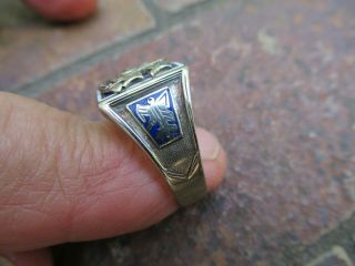 Vintage 14K White Gold Masonic Ring,  1932,  9.  2 gtw; S= 10.  5 2