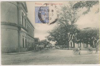 T) Postcard Penang Malaya Circulated To Italy 1909
