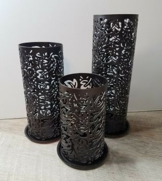 Set Of 3 Partylit Thai Inspiration Pillar Sleeves Candle Holders