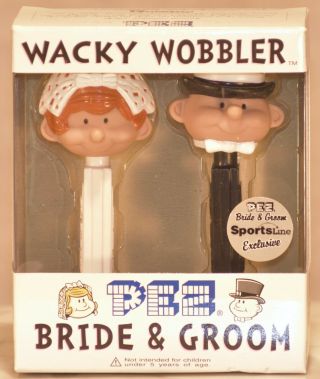 2000 Funko Funny Face Wacky Wobblers Pez Bride & Groom Limited Edition Set