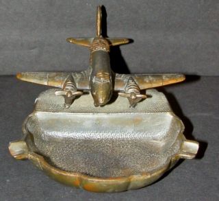 Cleveland Terminal Tower Antique Bronze Advertising Ashtray Airport Airplane