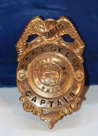 Vintage Ccc & St Louis Railway Railroad Police Captain Shield Badge Ohio