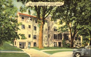 Burk Street Hospital Fort Scott Kansas Ks 1940s Vintage Postcard