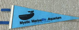 Mystic Marinelife Aquarium Connecticut Pennant Vintage Whale Nautical Decor Art